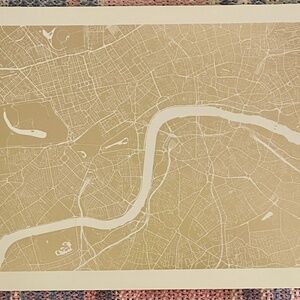 LONDON CITY STREETS MAP GOLD METALLIC FOIL PRINT 11 x 14" WALL ART ENGLAND